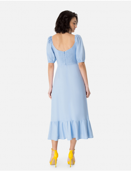 Картинка Сукня міді блакитна льняна 