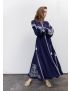 Картинка Темно-синя жіноча сукня -вишиванка