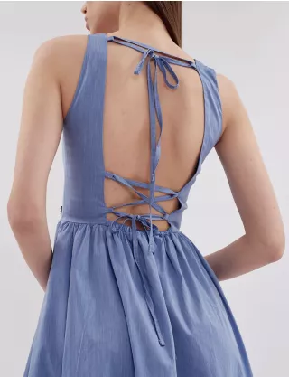 Картинка Сукня міні блакитна з відкритою спиною