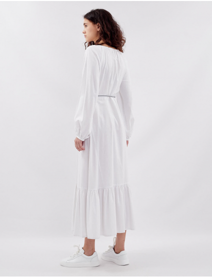 Картинка Вишита сукня міді біла