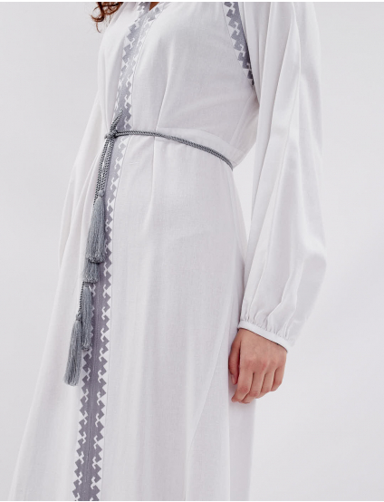 Картинка Вишита сукня міді біла