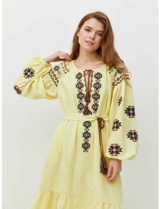 Картинка Жовта сукня-вишиванка
