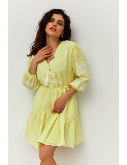 Картинка Літня сукня з вишивкою на рукавах