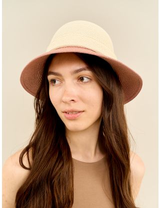 Картинка Бежево-рожевий літній капелюх