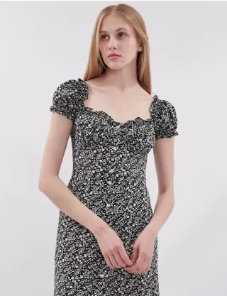 Картинка Сукня міді чорна з принтом