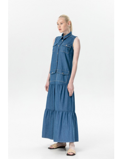 Картинка Світло-синій джинсовий сарафан