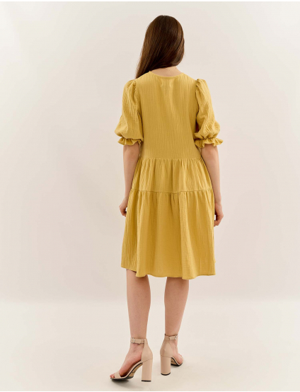 Картинка Сукня міді жовта муслинова