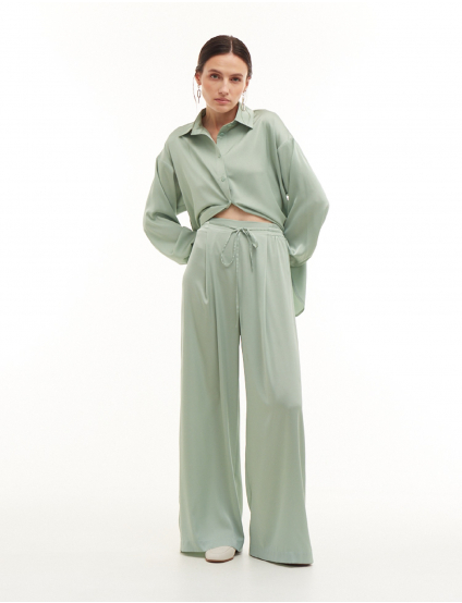 Картинка Світло-зелені шовкові штани