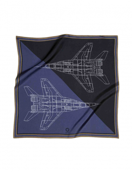Картинка Шовкова хустина "MIG-29" navy, 55 х 55 см