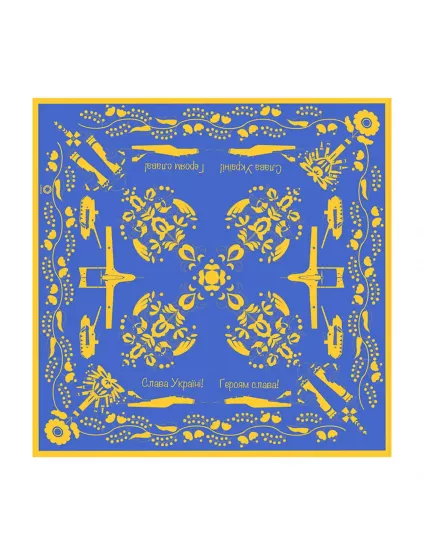 Картинка Хустина "Слава Україні! Героям слава!" Navy-Yellow, 85 х 85 см