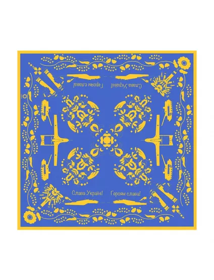 Картинка Хустина "Слава Україні! Героям слава!" Navy-Yellow, 50 х 50 см