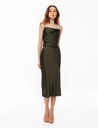 Картинка Сукня міді темно-зелена