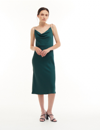 Картинка Сукня міді темно-зелена