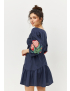 Картинка Сукня міні синя з вишивкою