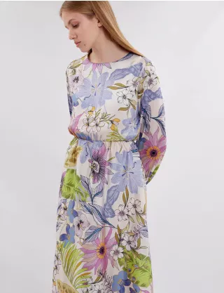 Картинка Сукня максі бежева з квітковим принтом