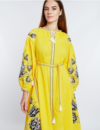 Картинка Жовта сукня-вишиванка
