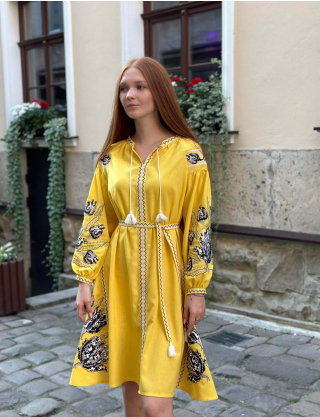 Картинка Вишита сукня жовта 
