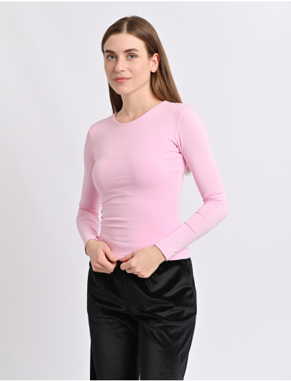 Картинка Базовий лонгслів у світло-рожевому кольорі
