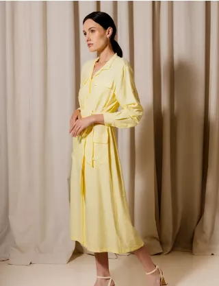Картинка Сукня-сорочка міді жовта