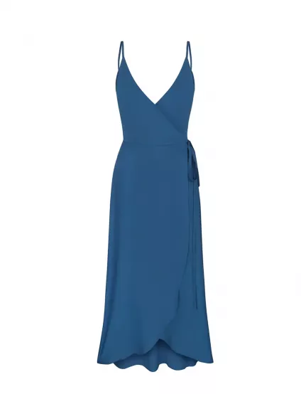 Картинка Сукня міді на запах синя