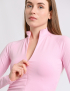 Картинка Боді з довгим рукавом у світло-рожевому кольорі з коміром-стійкою