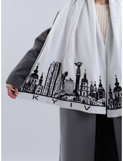 Картинка Шарф білий з принтом