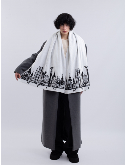 Картинка Шарф білий з принтом