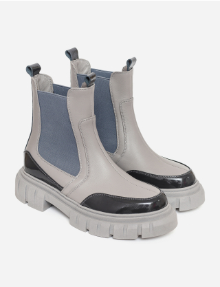 Картинка Черевики сірі шкіряні