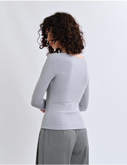 Картинка Лонгслів підвійний світло-сірий