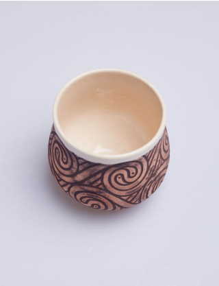 Картинка Чашка керамічна коричнево-бежева, 500 мл