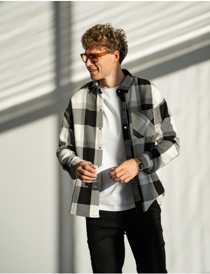 Картинка Сорочка чорна картата