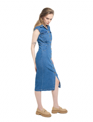 Картинка Сукня міді синя джинсова