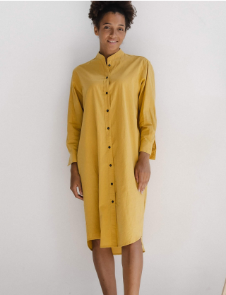Картинка Сукня-сорочка міді гірчична