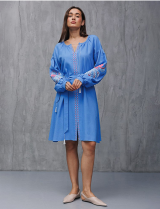 Картинка Сукня-вишиванка блакитна