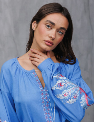 Картинка Сукня-вишиванка блакитна