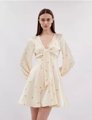 Картинка Сукня міні жовта з принтом