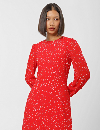 Картинка Сукня міді червона з принтом