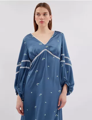 Картинка Сукня міді синя з принтом