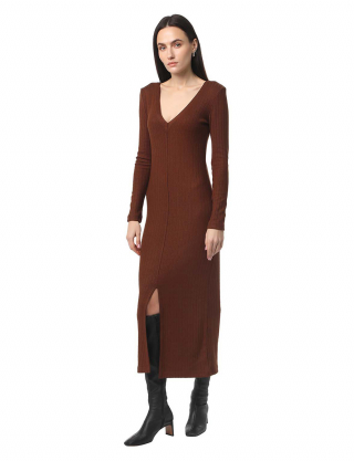 Картинка Сукня коричнева з озрізом