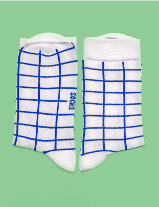 Картинка Шкарпетки білі в синю клітинку