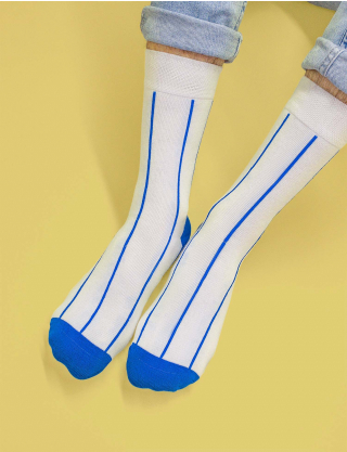 Картинка Шкарпетки білі в синю смужку
