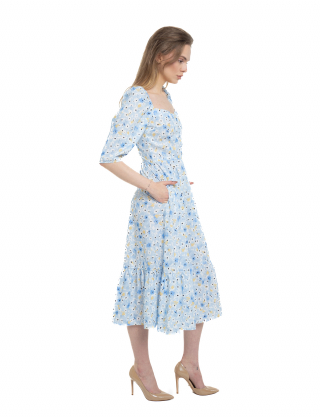 Картинка Сукня міді блакитна з принтом 