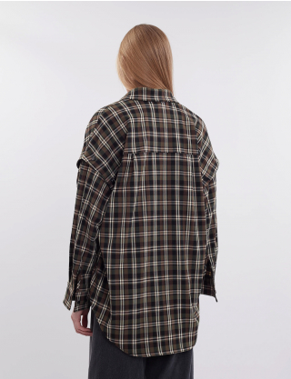 Сорочка коричнева картата з відстібними рукавами Картинка Сорочка коричнева картата з відстібними рукавами