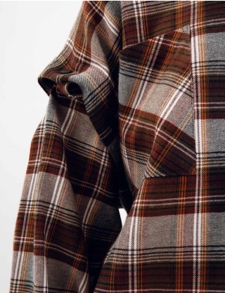 Картинка Сорочка коричнева картата з відстібними рукавами 