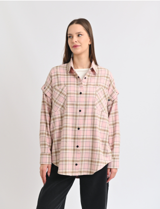 Картинка Сорочка в клітинку рожева