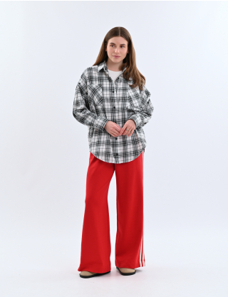 Картинка Сорочка біла картата з відстібними рукавами