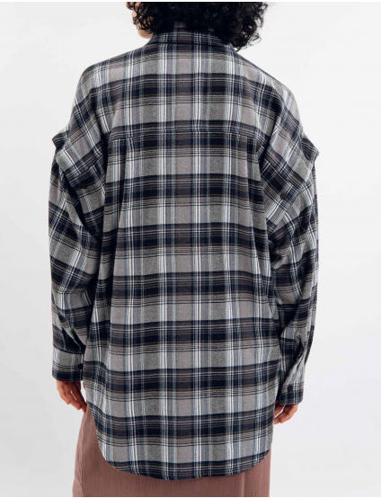 Картинка Сорочка синя картата з відстібними рукавами