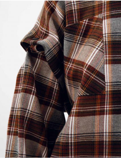 Картинка Сорочка коричнева картата з відстібними рукавами 