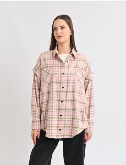 Картинка Сорочка в клітинку рожева