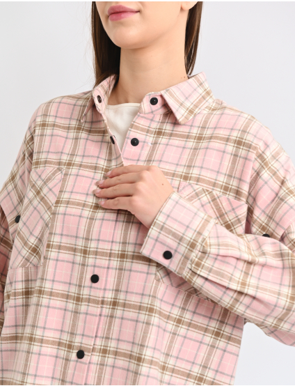 Картинка Сорочка в клітинку рожева